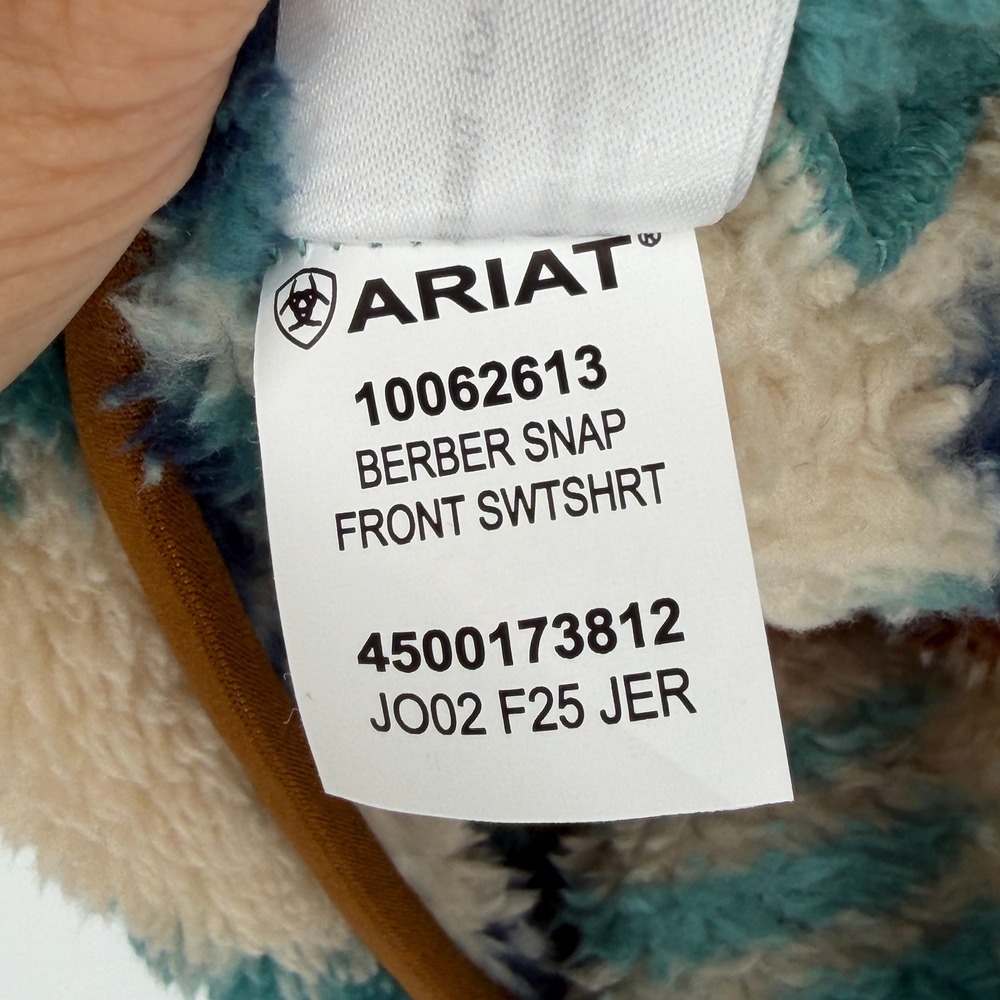 Ariat Berber Snap Front Sweatshirt XL Turquoise Southwestern Fleece 10062613 - Picture 9 of 9